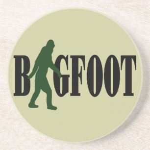 Bigfoot text & green squatch graphic coaster