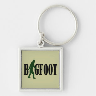 Bigfoot text & green squatch graphic key ring