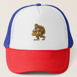 Bigfoot Thanksgiving Steals Turkey & Pumpkin Hide_ Trucker Hat