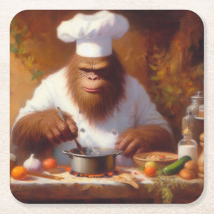 Bigfoot the Chef Square Paper Coaster
