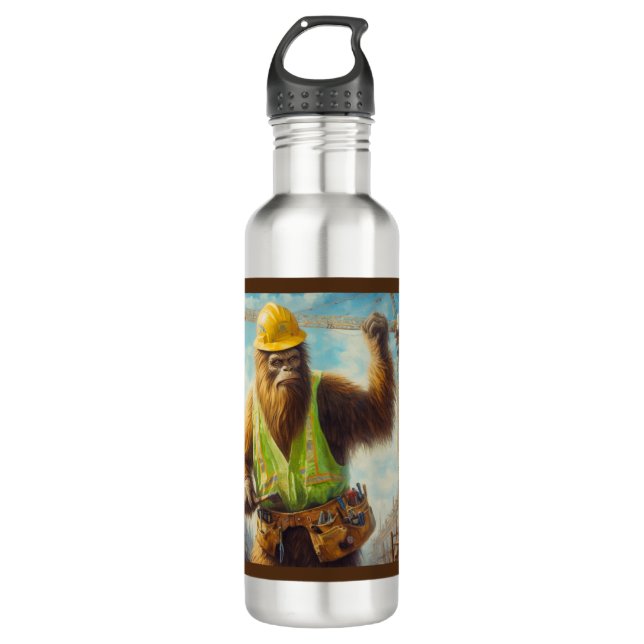 Bigfoot the Construction Worker 710 Ml Water Bottle (Front)
