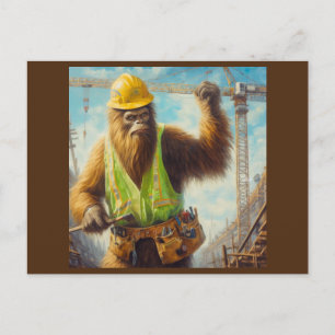 Bigfoot the Construction Worker Postcard