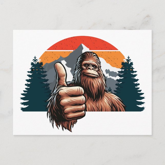 Bigfoot Thumbs Up  Holiday Postcard (Front)