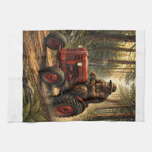 Bigfoot Tractor Design for Farmer Dad Farming Farm Tea Towel
