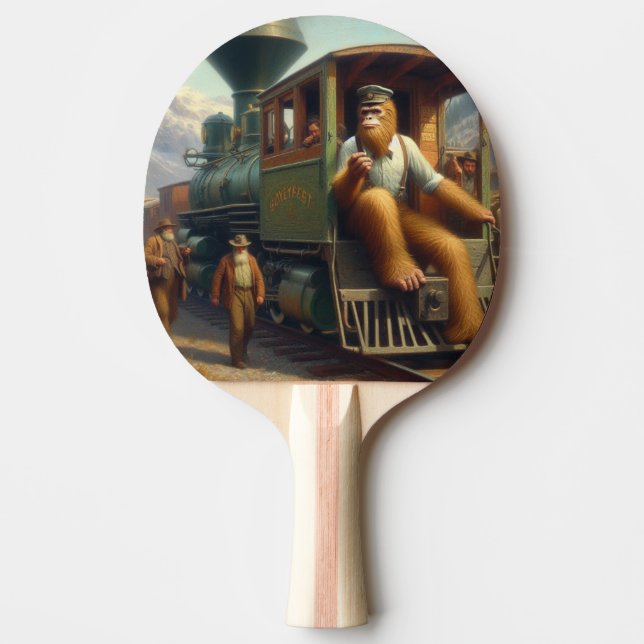 Bigfoot Train Engineer Ping Pong Paddle (Front)