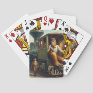 Bigfoot Train Engineer Playing Cards