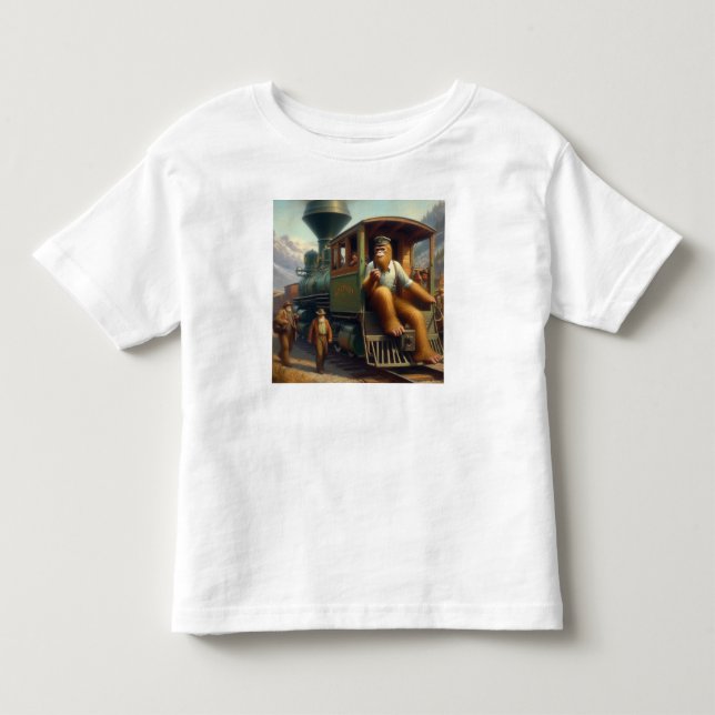 Bigfoot Train Engineer Toddler T-Shirt (Front)