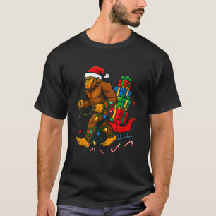 Bigfoot Tree Christmas Lights Snowflake Holiday Ca T-Shirt