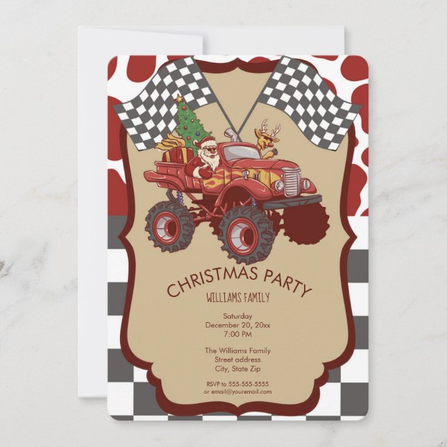 Bigfoot Truck Christmas           Invitation (Front)