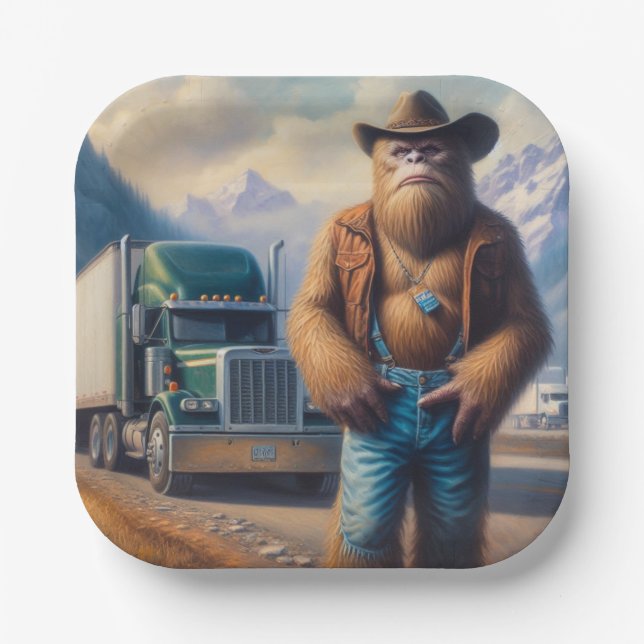 Bigfoot Truck Driver Paper Plate (Front)