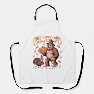 Bigfoot Turkey Pumpkin Thanksgiving Day Classic T- Apron