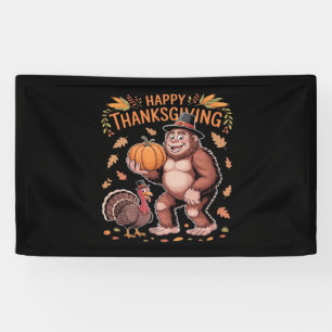 Bigfoot Turkey Pumpkin Thanksgiving Day Classic T- Banner