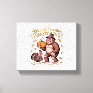 Bigfoot Turkey Pumpkin Thanksgiving Day Classic T- Canvas Print