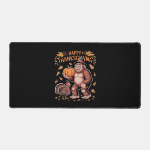 Bigfoot Turkey Pumpkin Thanksgiving Day Classic T- Desk Mat