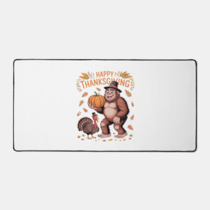Bigfoot Turkey Pumpkin Thanksgiving Day Classic T- Desk Mat