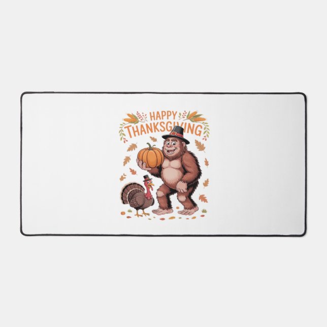 Bigfoot Turkey Pumpkin Thanksgiving Day Classic T- Desk Mat (Front)