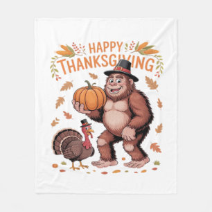 Bigfoot Turkey Pumpkin Thanksgiving Day Classic T- Fleece Blanket