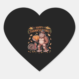 Bigfoot Turkey Pumpkin Thanksgiving Day Classic T- Heart Sticker