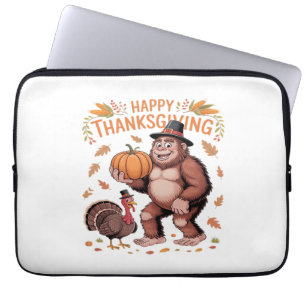 Bigfoot Turkey Pumpkin Thanksgiving Day Classic T- Laptop Sleeve