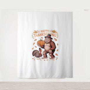 Bigfoot Turkey Pumpkin Thanksgiving Day Classic T- Tapestry