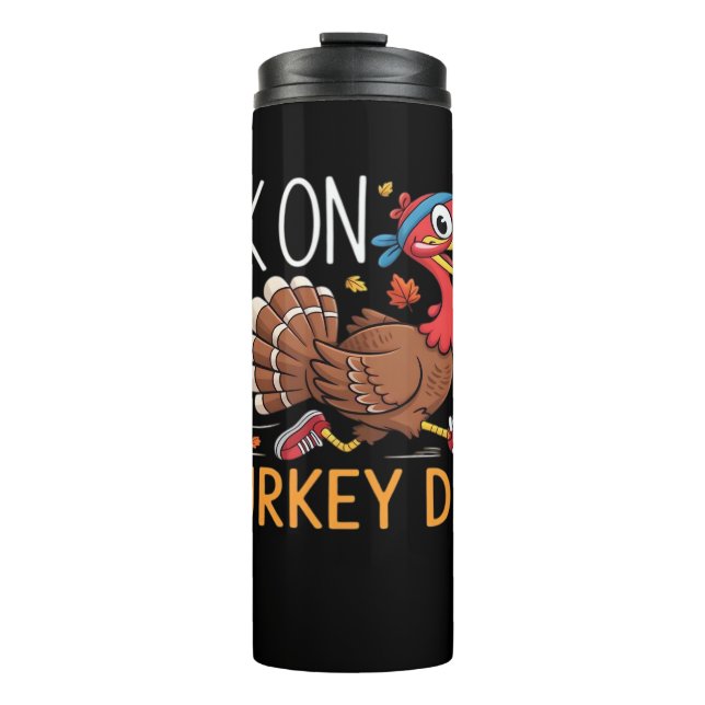 Bigfoot Turkey Pumpkin Thanksgiving Day Classic T- Thermal Tumbler (Front)