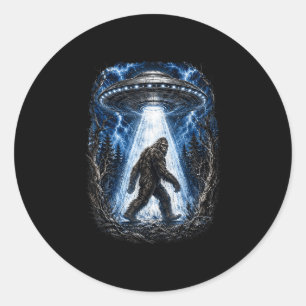 Bigfoot ufo alien abduction funny sasquatch  classic round sticker