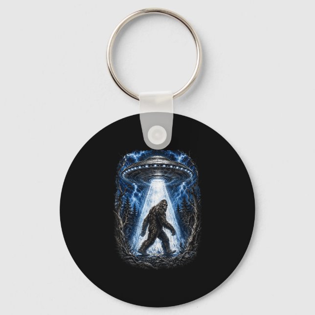 Bigfoot ufo alien abduction funny sasquatch  key ring (Front)