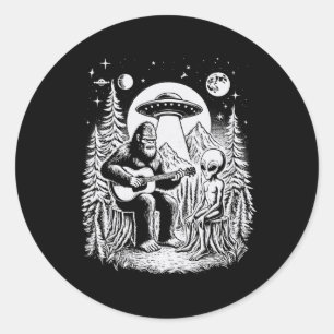 Bigfoot Ufo Alien Around Campfire Nature Hiking Sa Classic Round Sticker