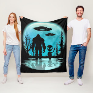Bigfoot UFO Alien Fleece Blanket