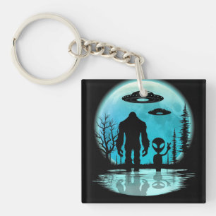 Bigfoot UFO Alien Key Ring