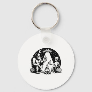 Bigfoot Ufo Alien Pizza Campfire Hiking Camper Cam Key Ring