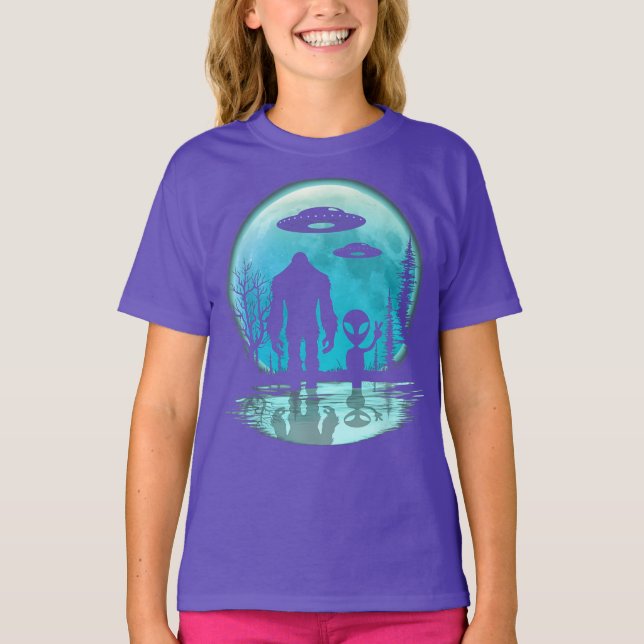 Bigfoot UFO Alien T-Shirt (Front)