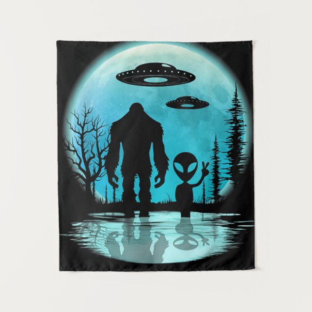 Bigfoot UFO Alien Tapestry (Front)