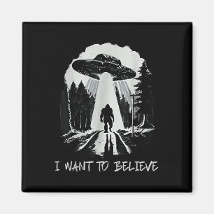 Bigfoot Ufo I Want To Believe Retro Forest Men Magnet