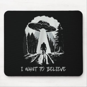 Bigfoot Ufo I Want To Believe Retro Forest Men  Mouse Mat