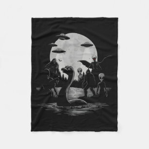 Bigfoot Ufo Loch Ness Monster Mothman And Aliens!  Fleece Blanket