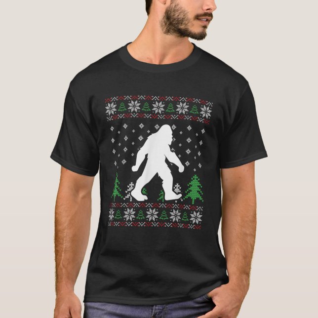 Bigfoot Ugly Christmas Cool X Mas Pajama Pj Party  T-Shirt (Front)