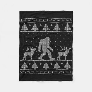 Bigfoot Ugly Christmas Sweater Fleece Blanket