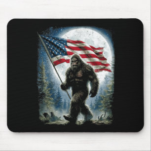 Bigfoot USA American Flag 4th of July Sasquatch Mouse Mat
