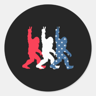 Bigfoot Usa Flag - Independence Day - Patriotic 4t Classic Round Sticker