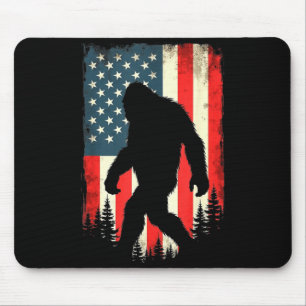 Bigfoot usa flag patriotic fourth of july mouse mat
