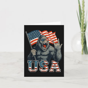 Bigfoot Usa Sasquatch 4th Of July American Flag Pa Card
