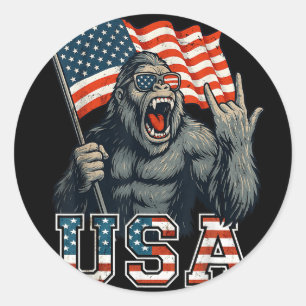 Bigfoot Usa Sasquatch 4th Of July American Flag Pa Classic Round Sticker