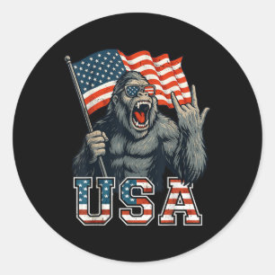 Bigfoot Usa Sasquatch 4th Of July American Flag Pa Classic Round Sticker