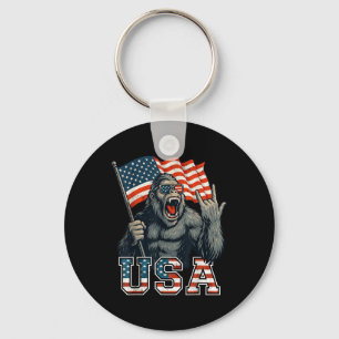 Bigfoot Usa Sasquatch 4th Of July American Flag Pa Key Ring