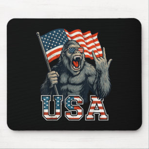 Bigfoot Usa Sasquatch 4th Of July American Flag Pa Mouse Mat