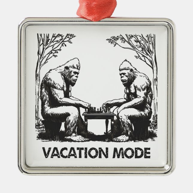Bigfoot Vacation Mode Chess Metal Tree Decoration (Front)