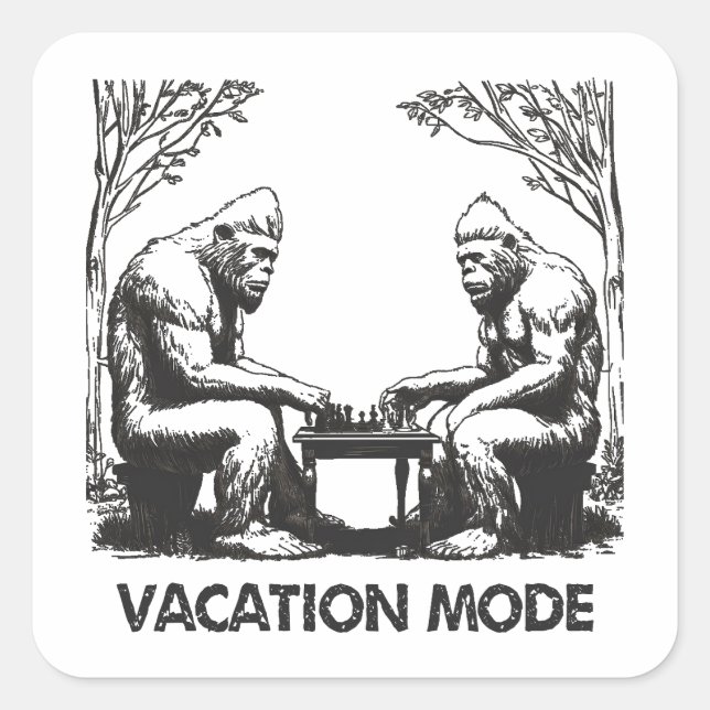 Bigfoot Vacation Mode Chess Square Sticker (Front)