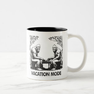 Bigfoot Vacation Mode Chess Two-Tone Coffee Mug