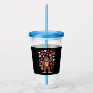 Bigfoot Valentines Day Funny Hearts Sasquatch Acrylic Tumbler